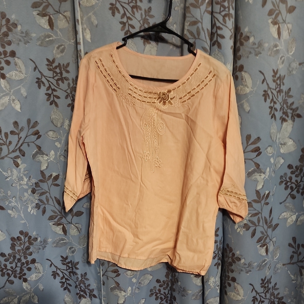 Peach Embroidered Women's Top